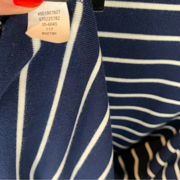 White House | Black Market Navy Blue White Striped 3/4 Bell Sleeve Dress sz M - Picture 8 of 8